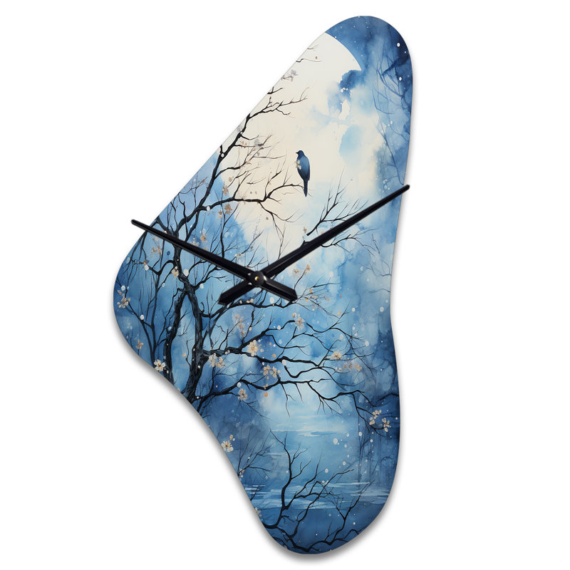 Salote - Boomerang Shape Unique Trees Wall Clock, Medium