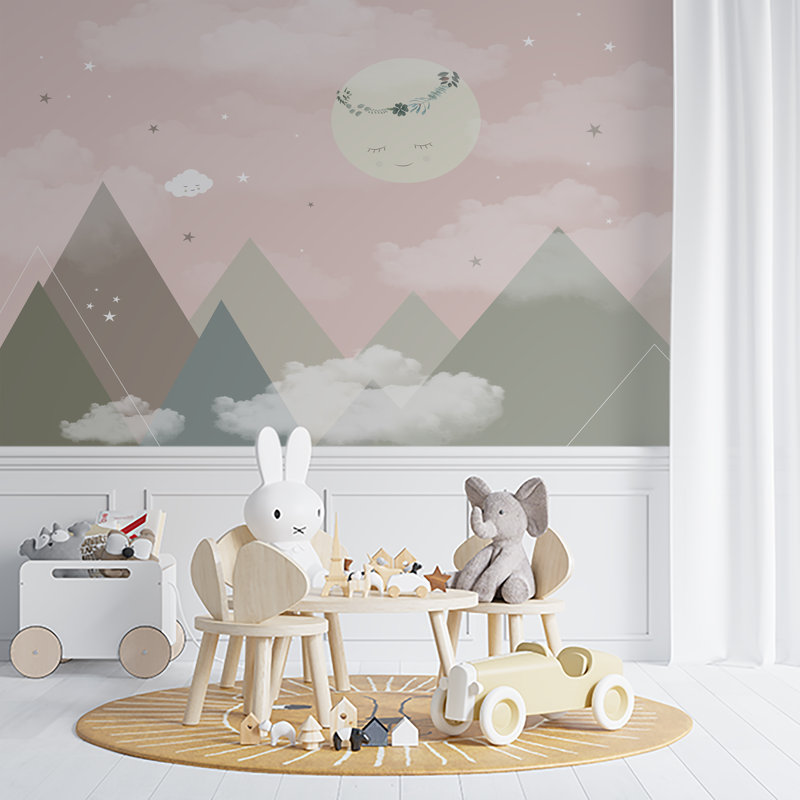 Papier peint pour enfant Fullmoon Triangle, Rose, L 27,96 po x l 39 po