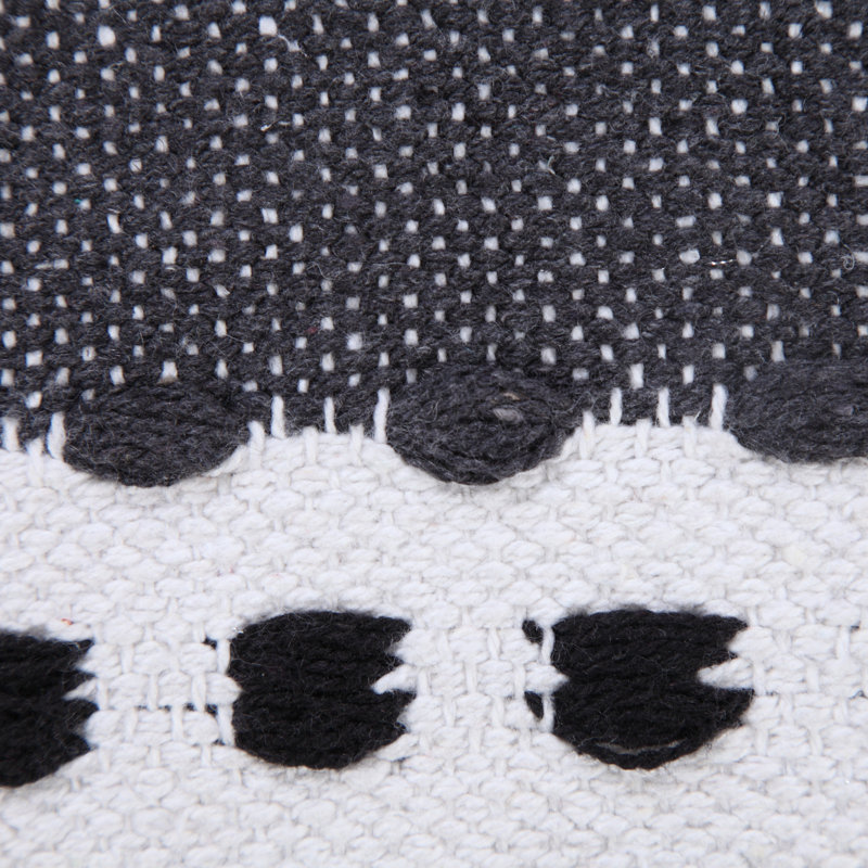 Housse de coussin décorative en coton texturé à rayures jaunes et pois, Noir