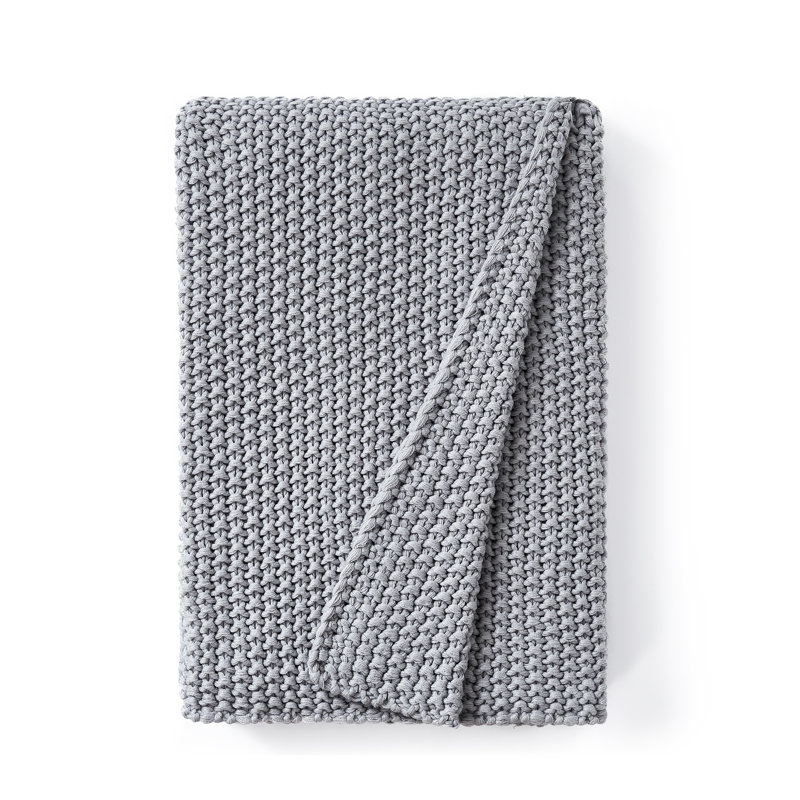 Chunky Knit Throw Blanket, Gray