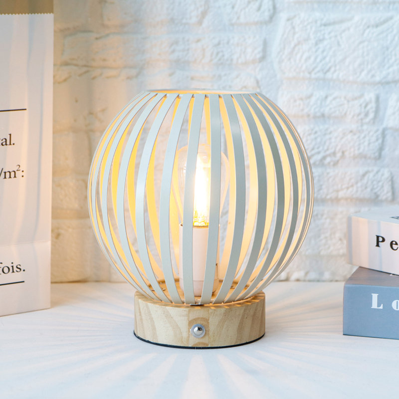 Wrought Studio Round Dimmable Touch Bedside Table Lamp