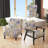 Retro Collage Blooming White Chrysanthemum - Velvet Upholstered Farmhouse Slipper Chair, Purple Accent Chair