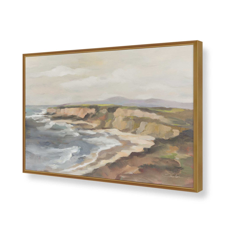 «Rocky Coast» par Silvia Vassileva, reproduction d'art, H 12 po x l 18 po, Doré