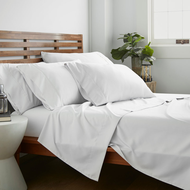 Ensemble de draps en micro-fibre, Blanc, Ensemble de draps pour lit simple + un drap-housse
