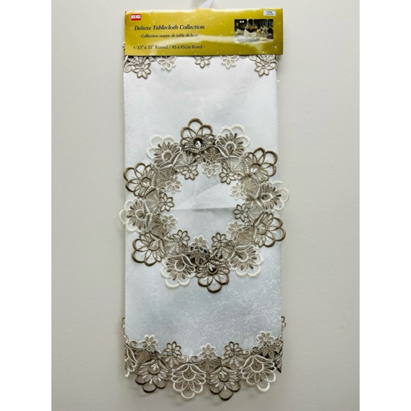 Nappe Lace (33 po ronde) - Blanc / Gris, Brun