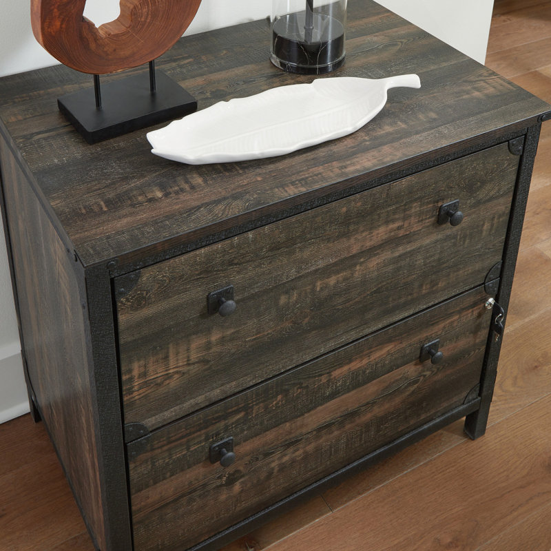 Classeur latéral de style rustique, finition brune, Brun