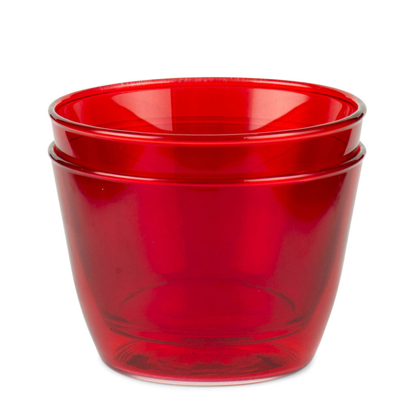Spring Double Up 220ml Handmade Drinking Glass Set, Red
