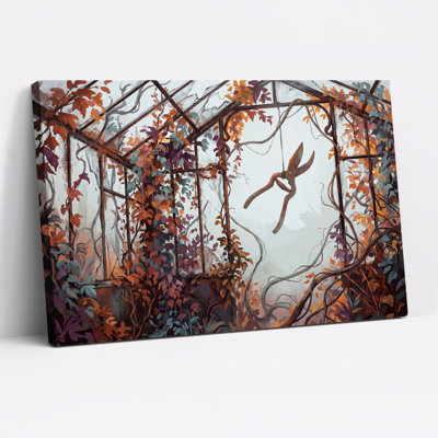 «Autumn Vines in Overgrown Greenhouse», art mural sur toile