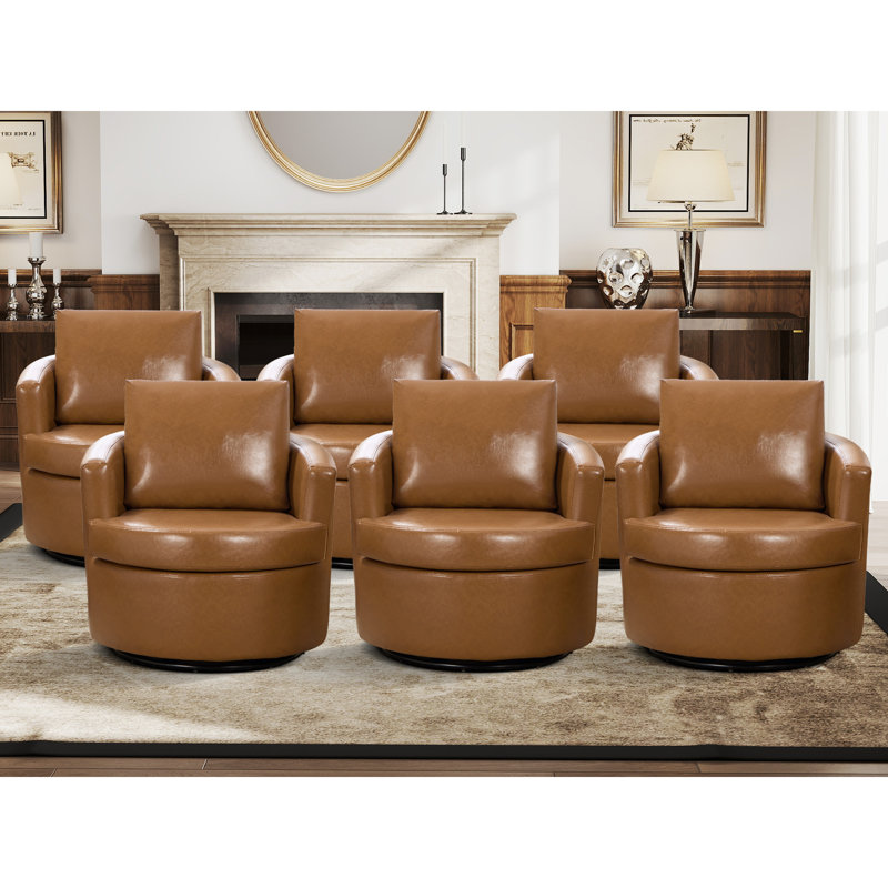 Fauteuil d'appoint pivotant en tonneau de 32,3 po de largeur Vegan, Light Brown