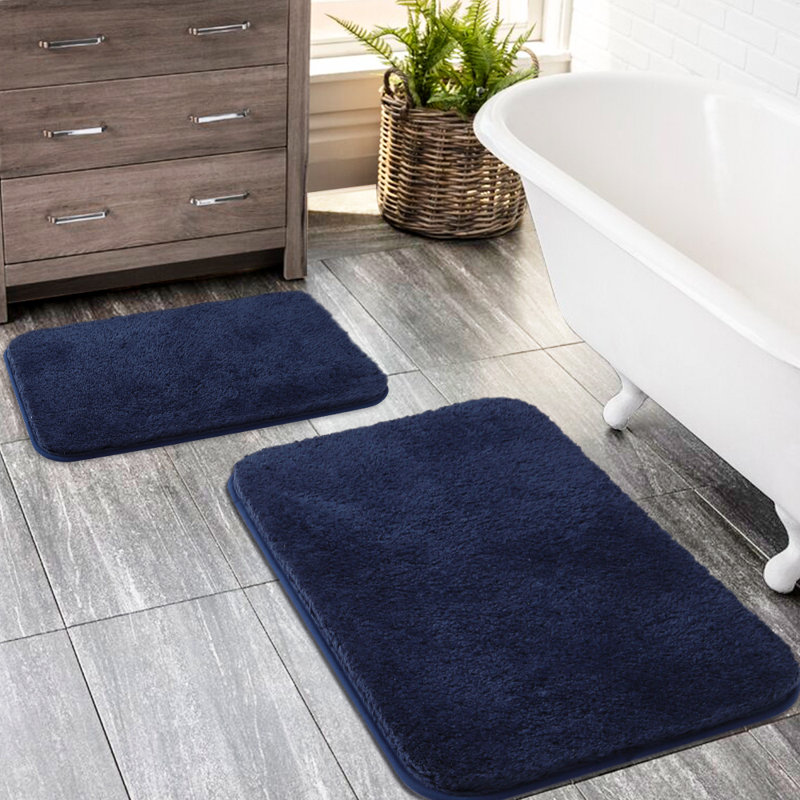 Tapis pour salle de bain Gaenside, L 32 po x l 20 po, Bleu marine