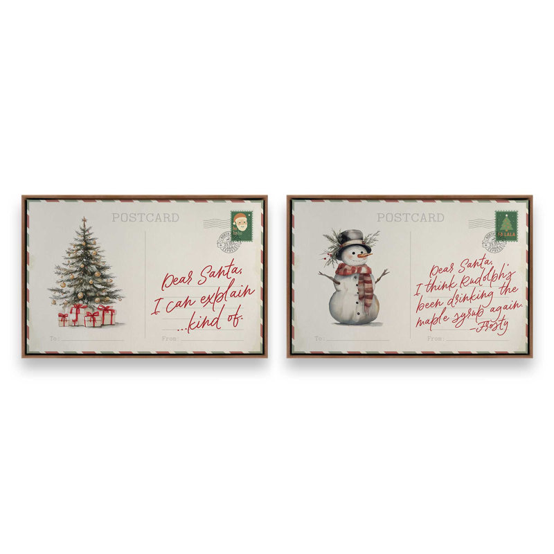 Dear Santa Diaries, reproduction d'art sur toile, H 21 po x l 62 po, Impression encadrée sans passe-partout, Noyer