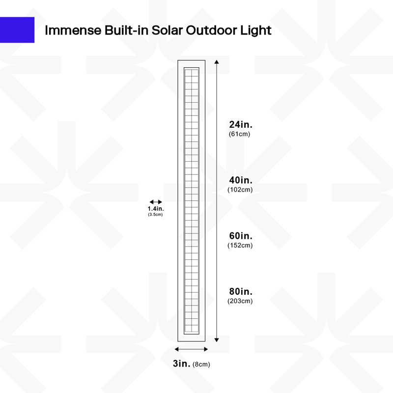 Immense Built-in Solar Outdoor Light, 40" H x 3" W x 3" D
