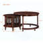 Table basse vintage rétro, six portes décoratives en forme de bambou et pieds rétro perlés