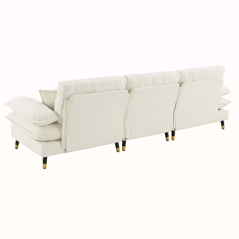 Canapé modulaire en L convertible avec coussins capitonnés, repose-pieds mobile et pieds réglables pour les espaces de vie modernes