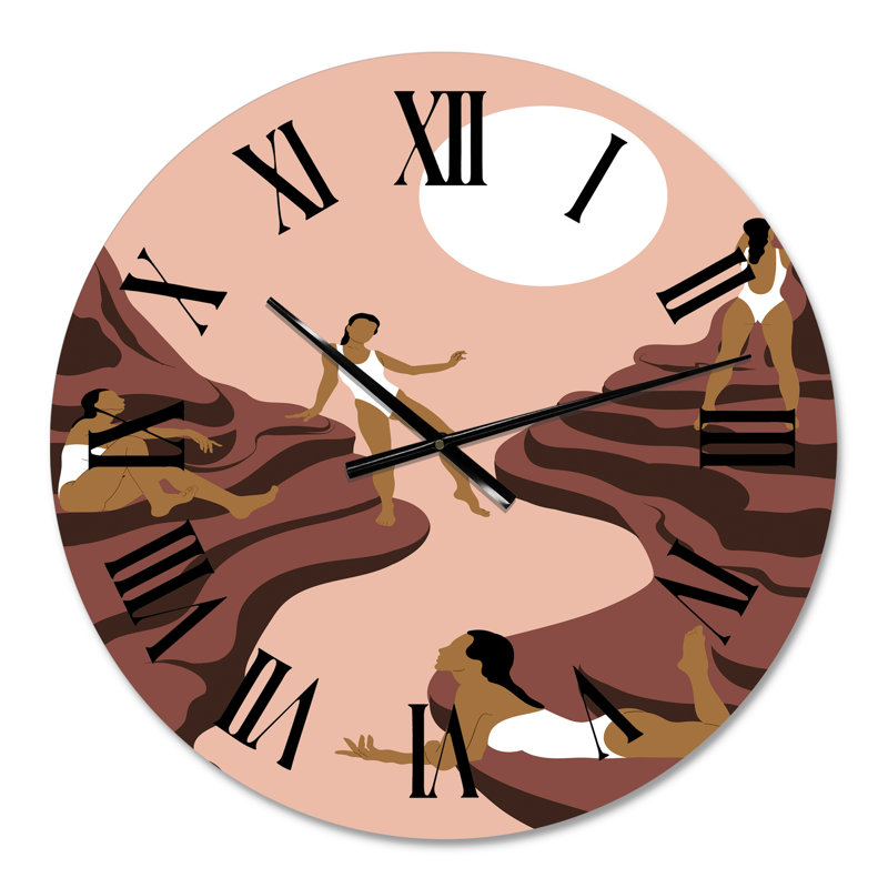 Horloge murale moderne Empowered Cosmic Women Geometric Goddess Series noir et rouge, Moyen