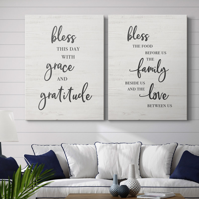 «Bless this Day», ensemble de 2 reproductions d'art textuel, Pas de tapis, H 32 po x l 48 po x P 1 po, Toile tendue