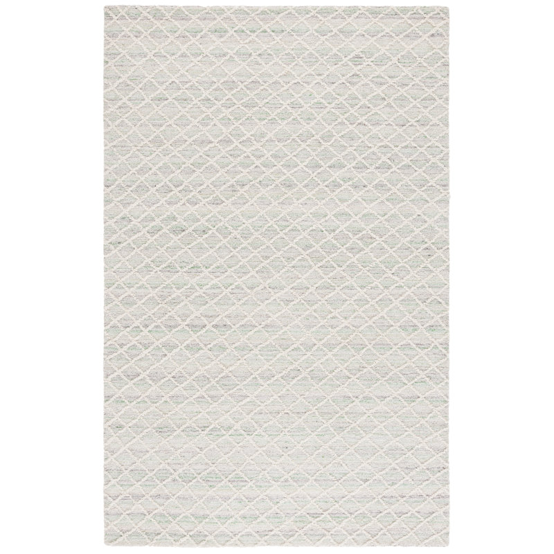 Tapis abstrait vert / ivoire en laine / nylon / animal de compagnie / viscose / coton touffeté à la main Abstract 615