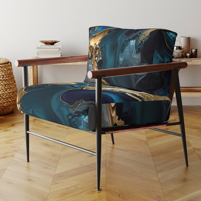 Crossreagh - Fauteuil d'appoint rembourré en marbre, Noir, noir, noir, noir