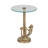 Rejanae Mushroom Inspired Round Aluminum Side Table with Tempered Glass Top for Living Room Accent - Narrow End Table Design - 20" Gold & Clear