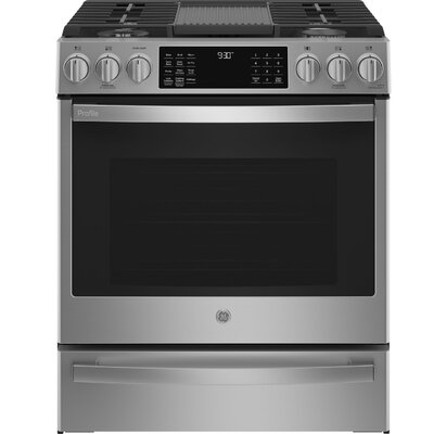 GE Profile Smart Appliances 30"" 5.6 cu. ft. Smart Slide-In Gas with No Preheat Air Fry -  PGS930YPFS