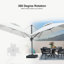 Parasol carré extérieur robuste 10 po, double tissu, tissu haut de gamme, avec base, blanc-1947393906