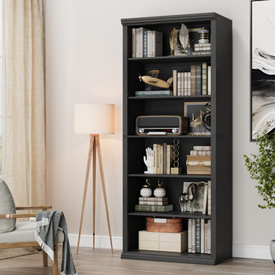 71.8"H x 27.5"W Wooden Bookcase with Elegant Crown Molding, Wide Book Shelves for Living Room or Office