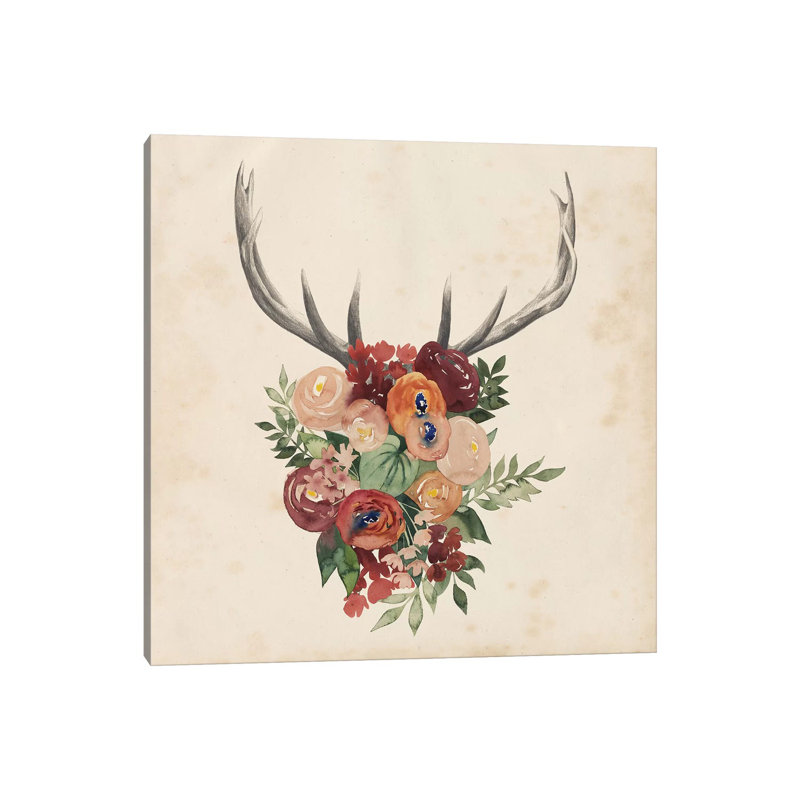 Flower Antlers II by Grace Popp - Wrapped Canvas Print, 30.48 cm H x 30.48 cm W