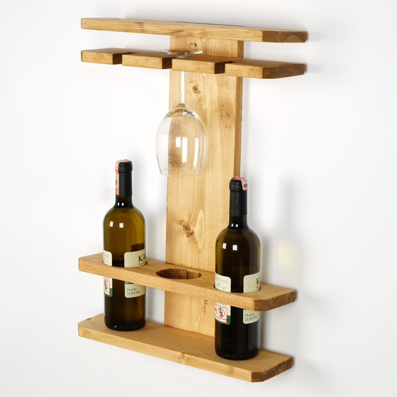 Wall Mounted Wood Wine Rack, Light Oak