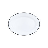 Vintage Oval Plates, Black Rim