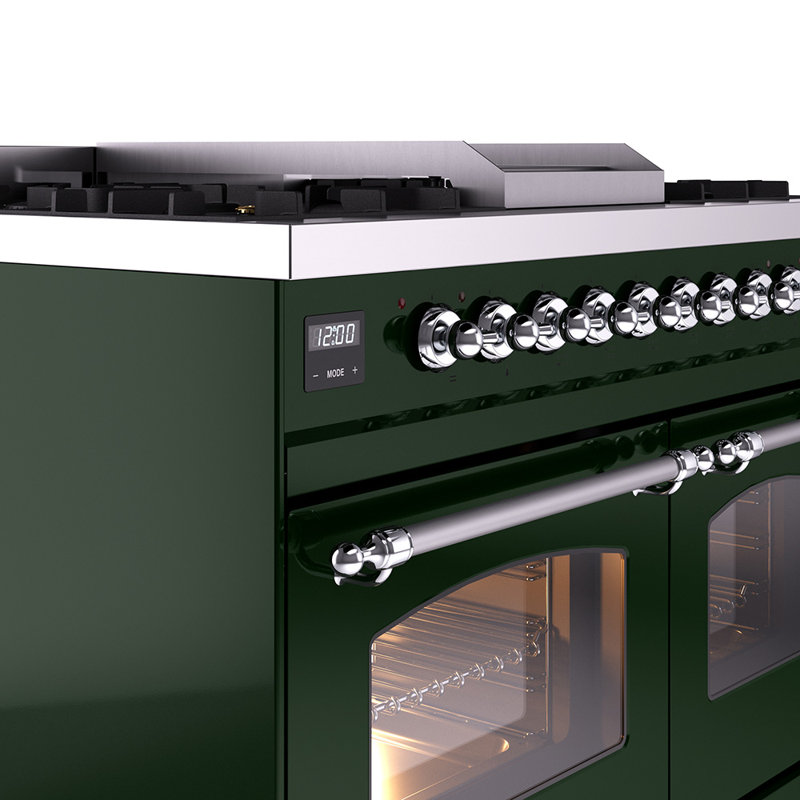ILVE Nostalgie II 40 in Dual Fuel Range, Natural Gas, Emerald Green/Chrome