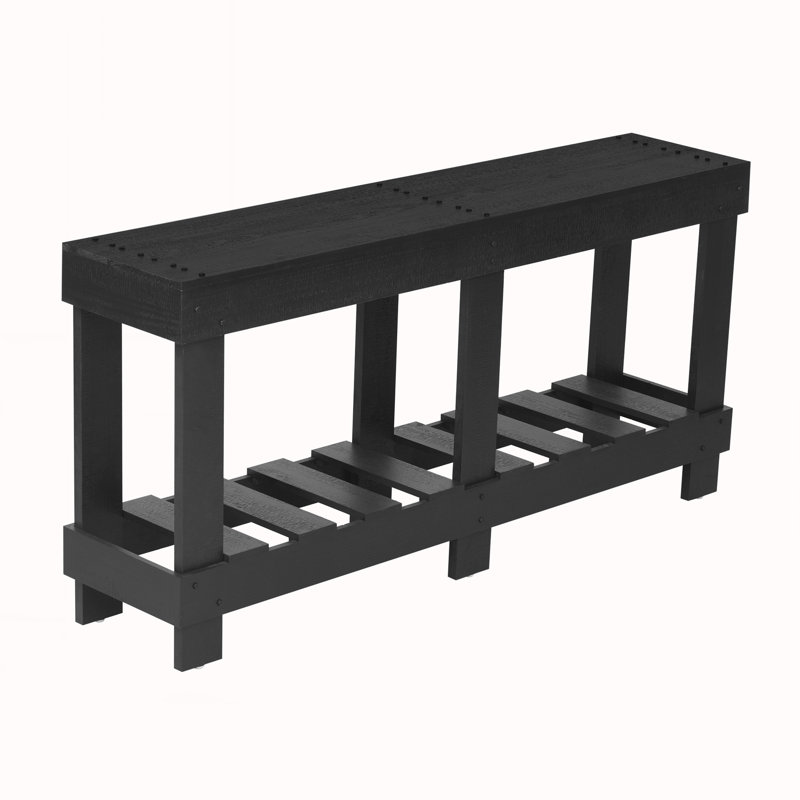 Metal Rivet Decor & Plank Under-Shelf, Console Table for Hallway, Living Room, Black