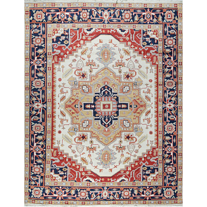 Hand Knotted Wool Geometric Area Rug, 10' x 14'