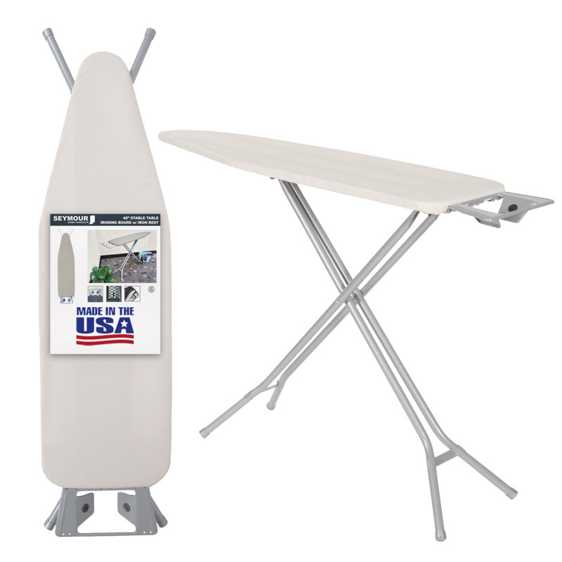 Planche à repasser à hauteur réglable à 4 pieds avec repose-pieds kaki Seymour Home Products