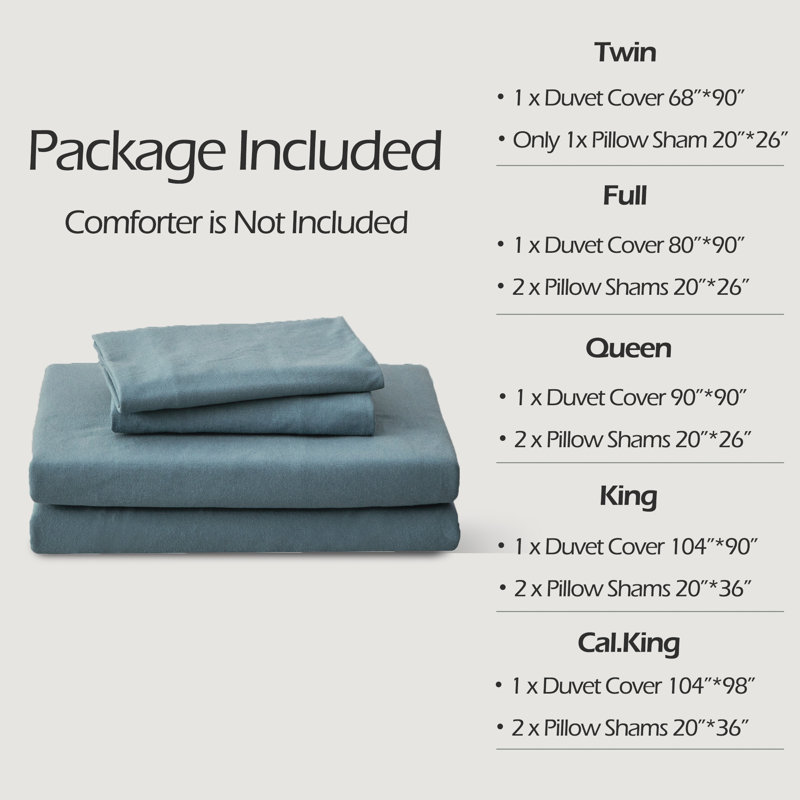 HOME BEDDING Jersey Cotton Duvet Cover Set, Queen Duvet Cover + 2 Standard Shams, Cerulean Blue