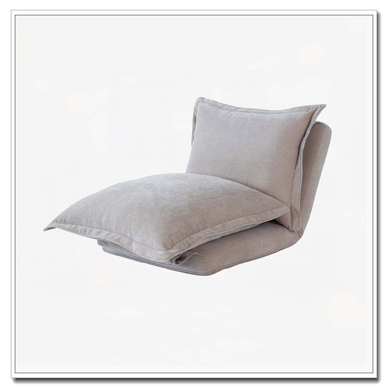 Upholstered Convertible Chair,Floor SofaBed with Adjustable Backrest andPillows, Antique Cream