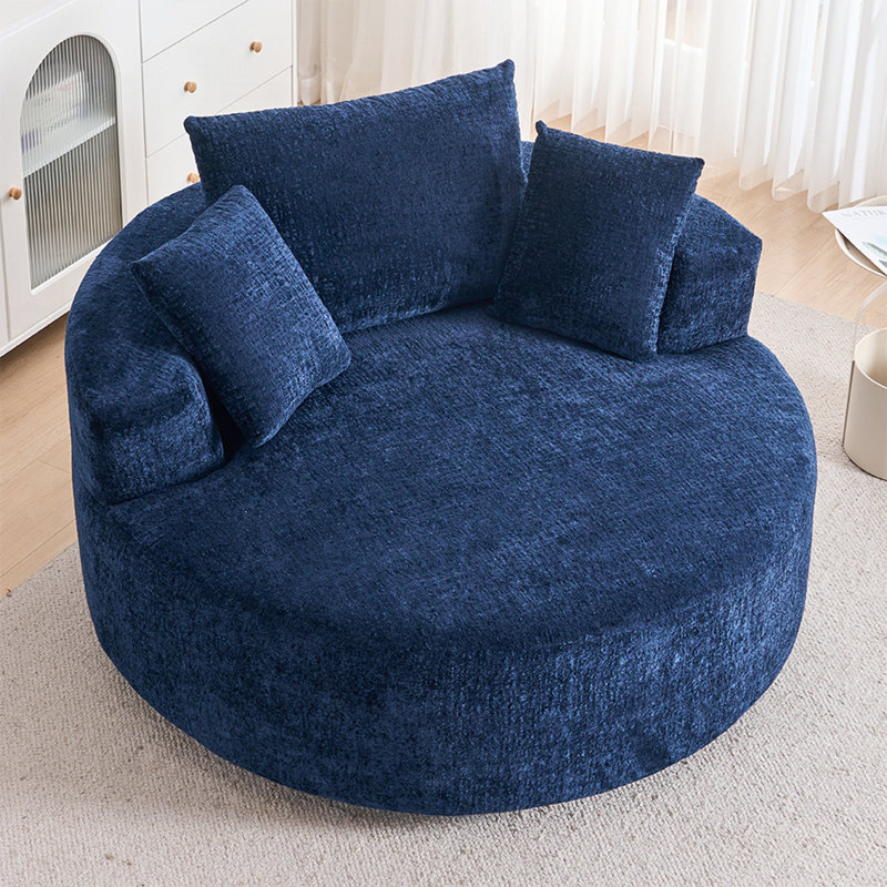 Fauteuil demi-tonneau pivotant en chenille, Blue