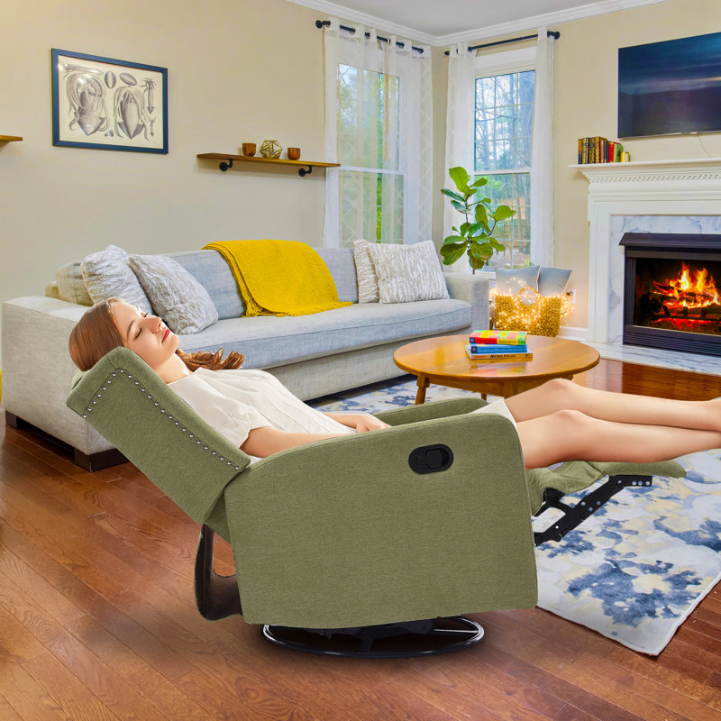 Chemika 24.02"W 360° Swivel Manual Recliner, Olive 