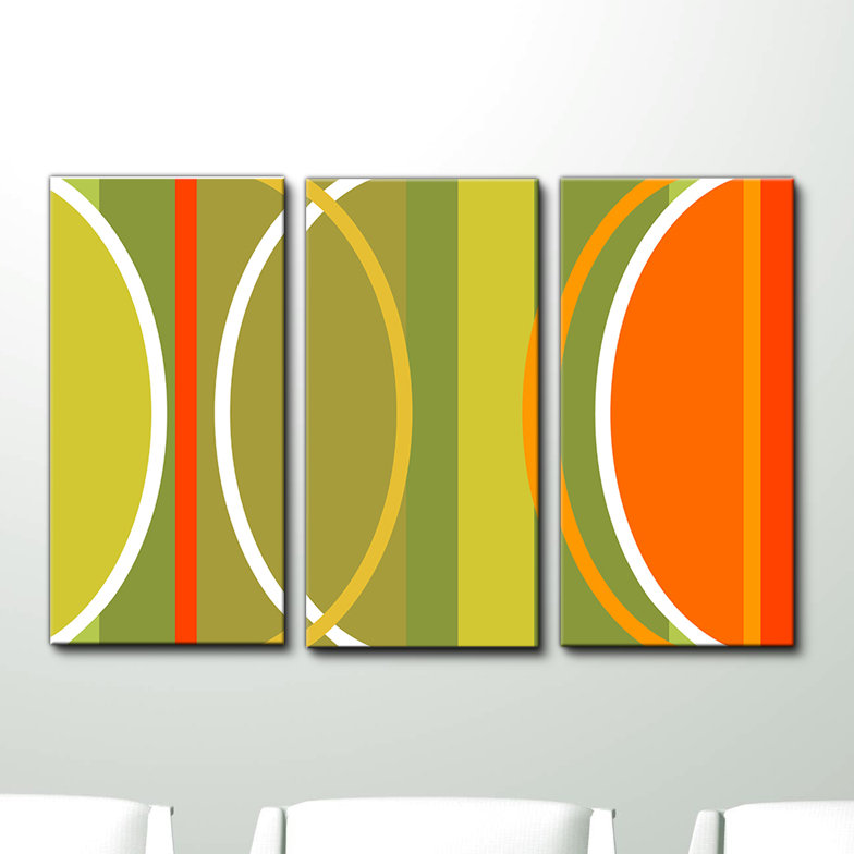 « geometric study ii-b », ensemble de 3 reproductions d’art sur toiles tendues