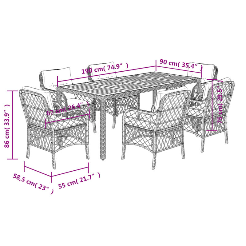  Garden Dining Set Grey