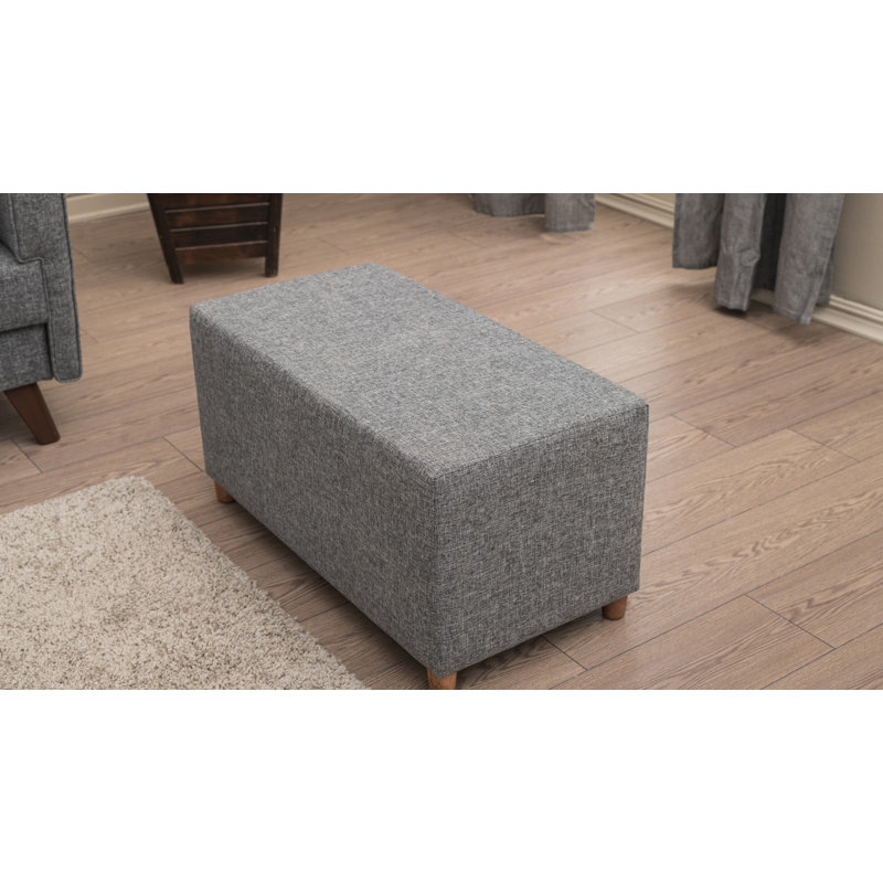 Upholstered Ottoman, Gray Polyester Blend