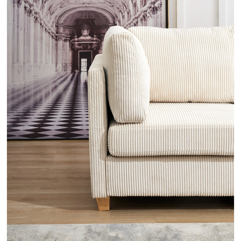 Marylouise 126'' Corduroy Sofa, Beige Corduroy