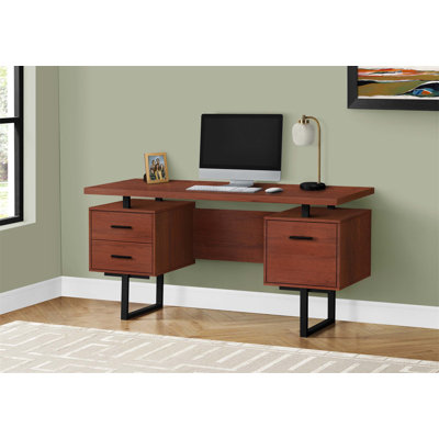 Bureau d'ordinateur contemporain de 60 pouces avec rangement, configuration gauche / droite réversible pour le bureau personnel et le travail sur ordinateur portable