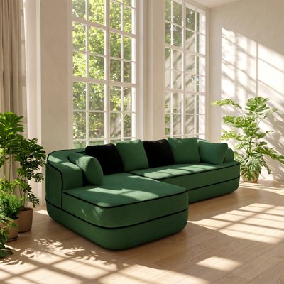 Everette 74" W x 34.2" D x 36.6" H Modular Contrast Teddy Sectional Sofa