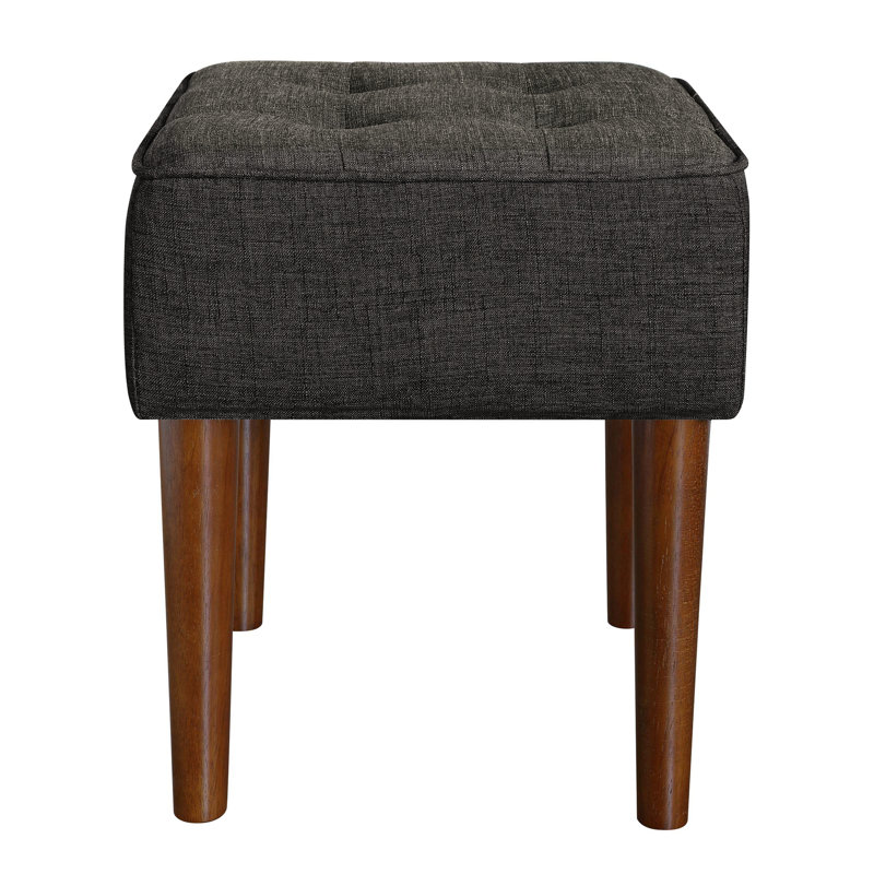 Elle Decor Aria Square Tufted Vanity Stool, Charcoal Gray