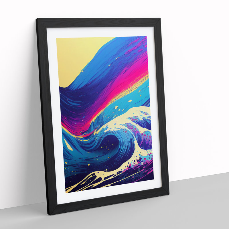 XV1022-3054X Ocean Wave In Colour No.1 Abstract - Single Picture Frame Print, Black, 64cm H x 46cm W