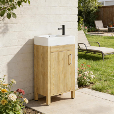16" Bathroom Vanity with Sink and Cabinet for Bathroom, Freestanding
