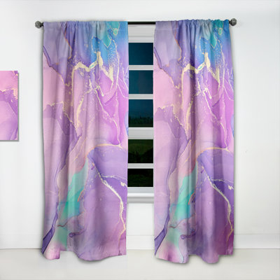 Rose et mauve, art liquide abstrait I - Rideau abstrait - Velours obscurcissant - 1 panneau