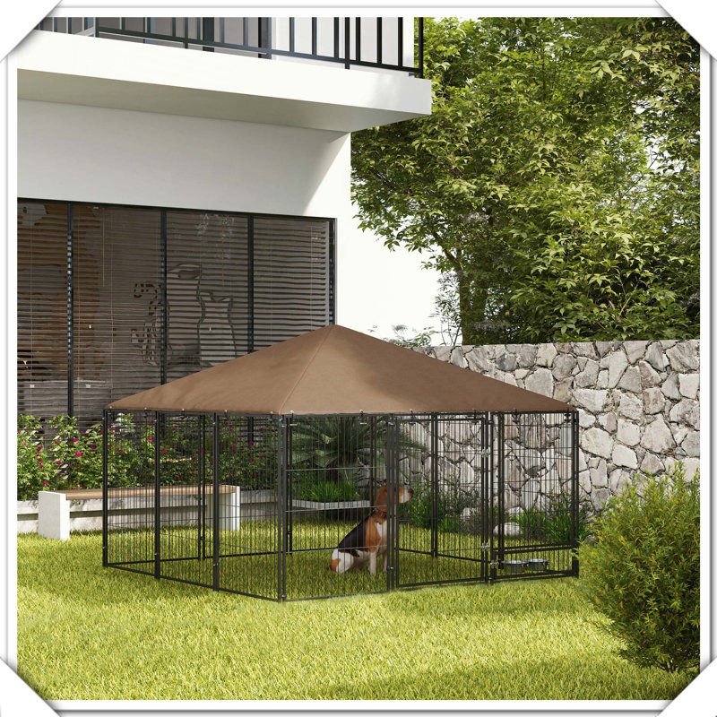 Enclos d'extérieur pour chien avec enclos tournant, Café