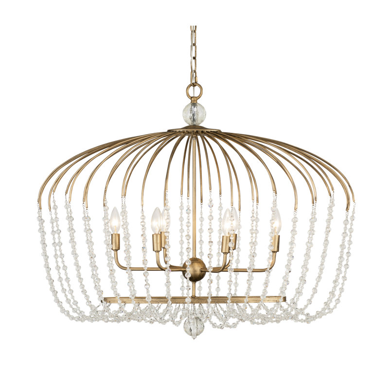 Havana Gold Crystal Oval Pendant Light with Incandescent Bulbs