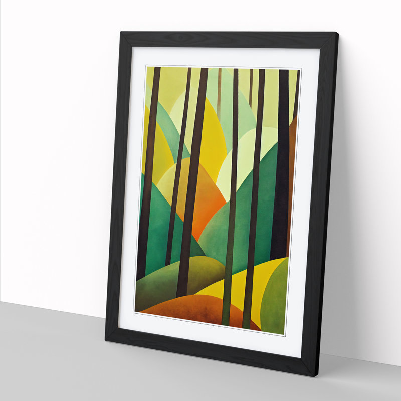 Spring Forest Orphism - Single Picture Frame Print, Black, 64cm H x 46cm W x 2cm D
